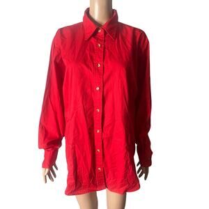 Devon & Jones Button Front Shirt Womens 2XL Red